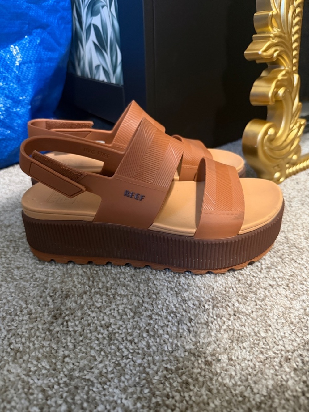 Reef Orange Platform Two-Strap Sandals - Picture 2 of 3